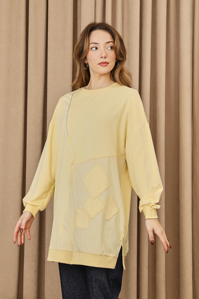 Modamorfo Women's Zipper and Applique Detailed Tunic - 10734Tun