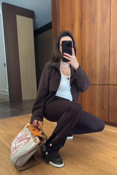 MAGARDE Buttoned Leggings - Brown