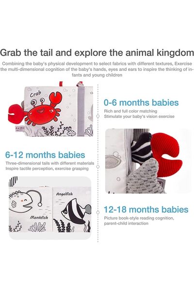 Generic X-Spring Soft Fabric Sensory Crinkle Baby Book - Touch & Feel Marine Animals, 6-18 Months