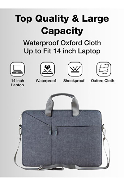Glassology 14" Premium Laptop Bag – Grey | Lightweight & Professional Design