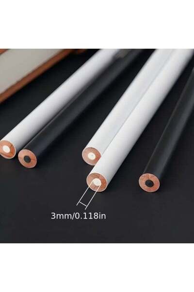 Generic Set of 6 White Charcoal Pencils — Erasable, Medium Tip, Wood Texture for Artists