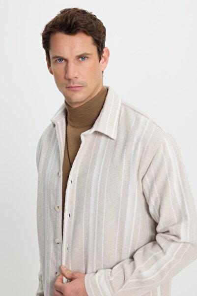 Tudors Men's Relax Fit Comfortable Cut Sports Collar Striped Lumberjack Shirt