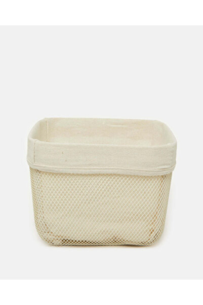 REDTAG White Metal Square Basket With Fabric