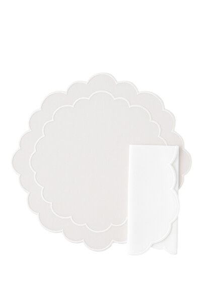 Mariaida home Íris Beyaz Keten Amerikan Servis ve Peçete Seti