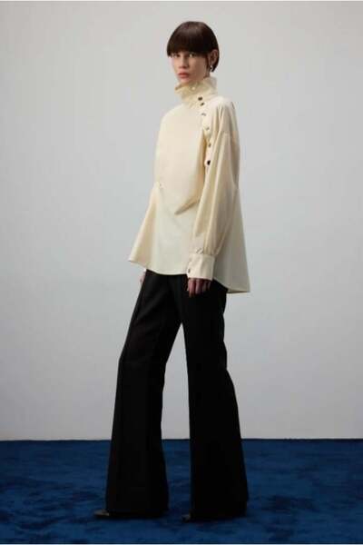 Touche Asimetrik Poplin Gömlek Bej