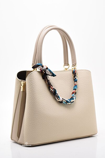 Jasmin Beige Shoulder Strap Three Compartment Women's Shoulder Bag