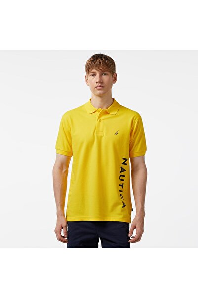 Nautica Men's Yellow Classic Fit Short Sleeve Polo Neck T-Shirt