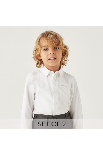 Juniors Set of 2- Solid Long Sleeves Shirt with Button Closure