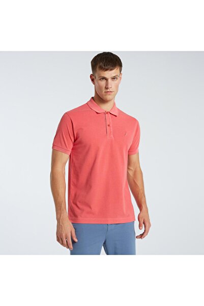 Nautica Men's Orange Classic Fit Short Sleeve Polo Neck T-Shirt