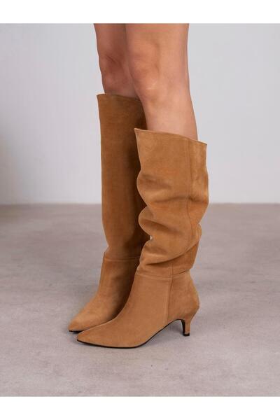 ECENİN BUTİĞİ Edison Taba Süet Hakiki Deri Çizme