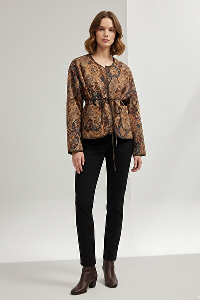 Soul Γυναικείο κοντό μπουφάν με σχέδιο με ζώνη -32447CKT - ΚΑΦΕ