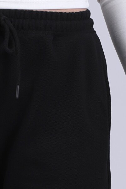 armonika Women's Black Elastic Waist and Cuffs with Pockets Inside Fleece-Lined Sweatpants Arm-26K001063