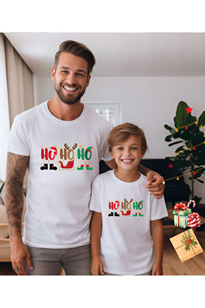 ASELİNDA Ho Ho Ho με τύπωμα Χριστουγεννιάτικο μπλουζάκι-Οικογενειακό μπλουζάκι (προσθέστε προϊόντα για να δημιουργήσετε συνδυασμούς)