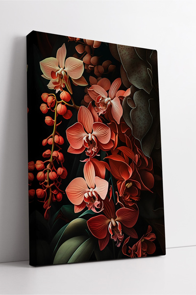 KOSS Dijital Pictură murală mare cu flori de orhidee în tonuri roșii |   Artă modernă de decorare a casei și a salonului
