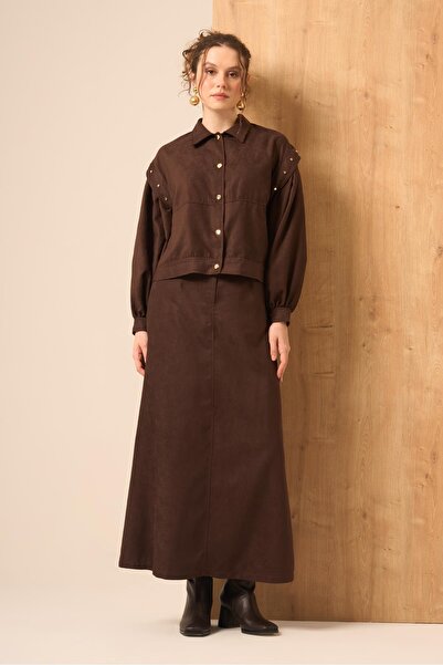 FTZ WOMEN Women's Suede Suit Brown 31238