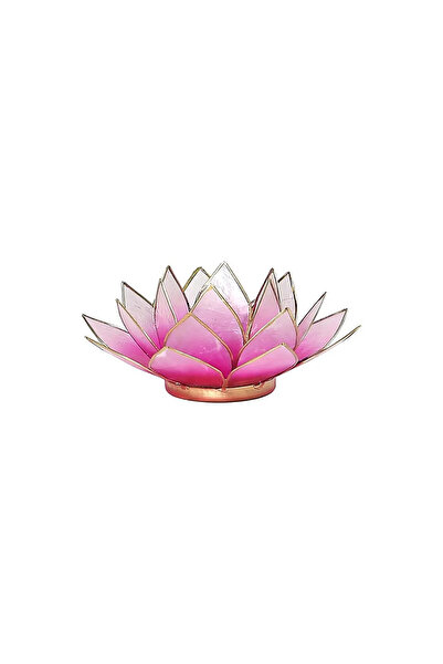 incense Светлорозов атмосферен свещник Lotus със златна облицовка -- 13,5 см