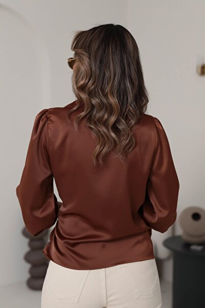 La Perla Boutique Double-Breasted Collar Tie Waist Satin Shirt