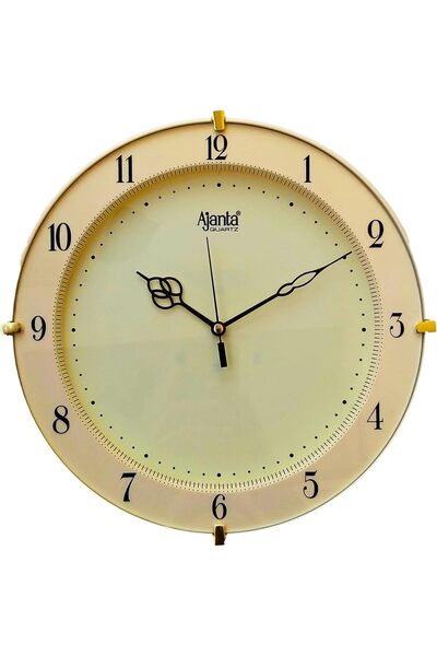 ajanta ساعة حائط دائرية من الكوارتز البلاستيكي التجريدي (28 سم، عاجية)