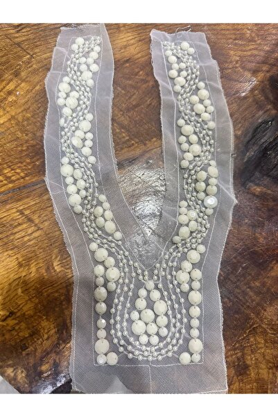 Gönülden Tasarım ACCESORIUL DE CUSUT GULER CU BRODATURĂ DE MARGELE ALBE 32 CM