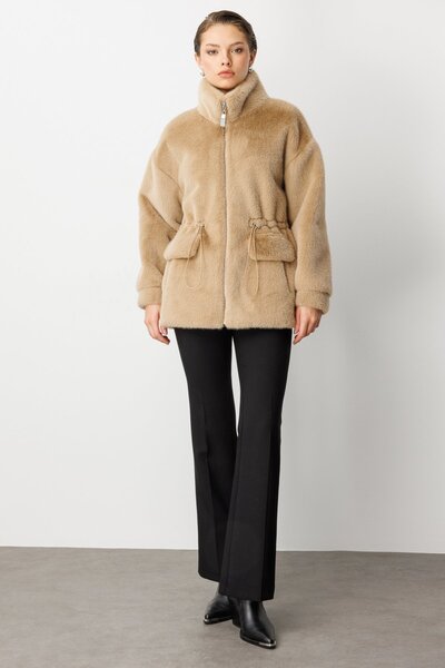 Ekol Dik Yaka Peluş Mont 6103-26k