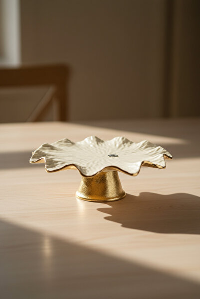 REDTAG Gold And Ivory Metal Cake Stand