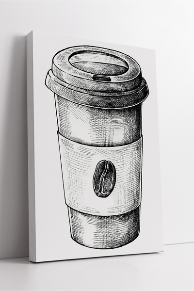 KOSS Dijital Минималистична чаша за рисуване с мотив кафе - Модерна черно-бял...