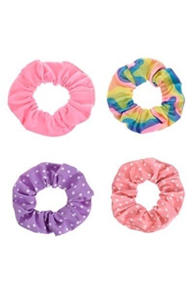 OEM Textile Hair Elastics Fluo Pink Lilac & Salmon Polka Dots & Rainbow Color...