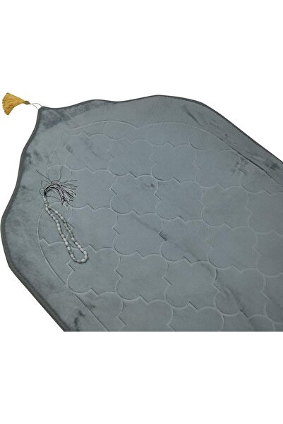 Home Dwell Premium Velvet Prayer Mat 70x110 cm – Anti-Slip Soft Muslim Janamaz with Tasbeeh – Gr