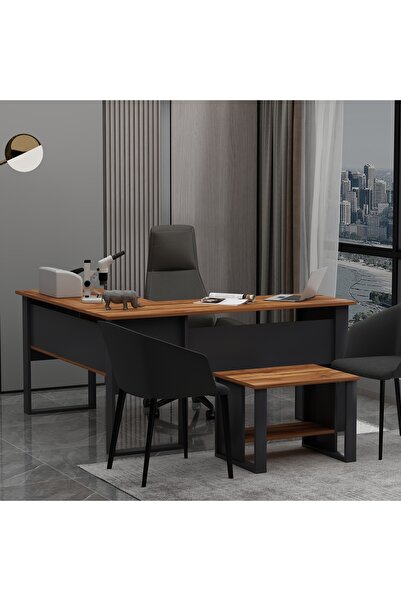 Betroya Landi Sehpalı Ofis Masası Antrasit Kemençe