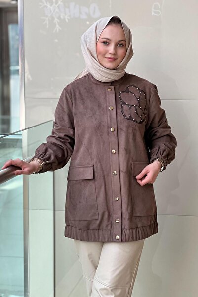 Nuss Front Snap Fastener Double Pocket Suede Cap