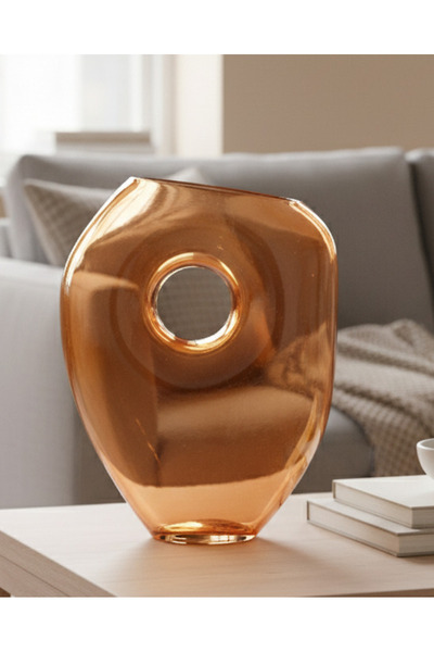 REDTAG Orange Glass Vase Decor