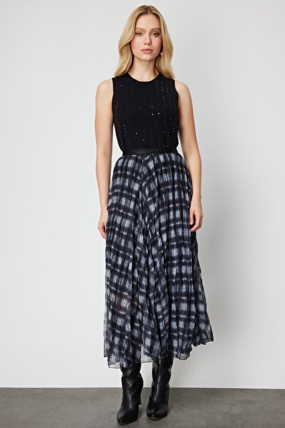 ON Plaid Pleated Maxi Skirt