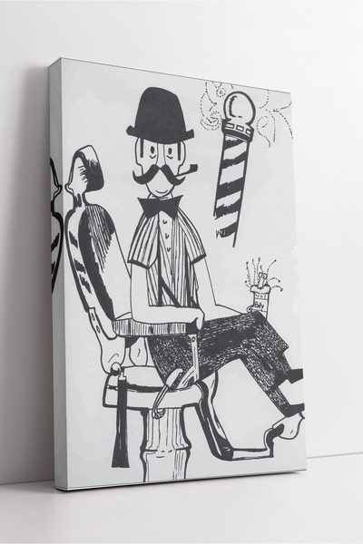 KOSS Dijital Scaun de frizer minimalist, desen pe pânză, ilustrație amuzantă ...