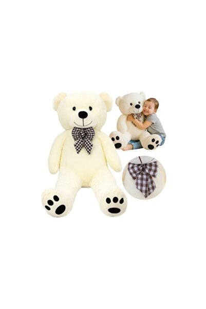 KRUZZEL Plush teddy bear, 100 cm, cream figurine with decorative bow