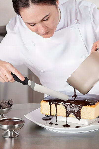 Orvila Oblique Oval Tip Cake Smoothing Spatula - Black - High Quality - Durable and Practical