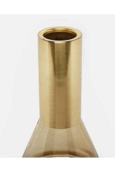 REDTAG Gold Metal And Glass Inverted Cylinder Vase