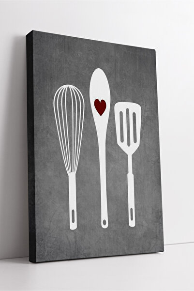 KOSS Dijital Μοντέρνα διακόσμηση κουζίνας σε καμβά με σκίτσο με καρδιά με κου...