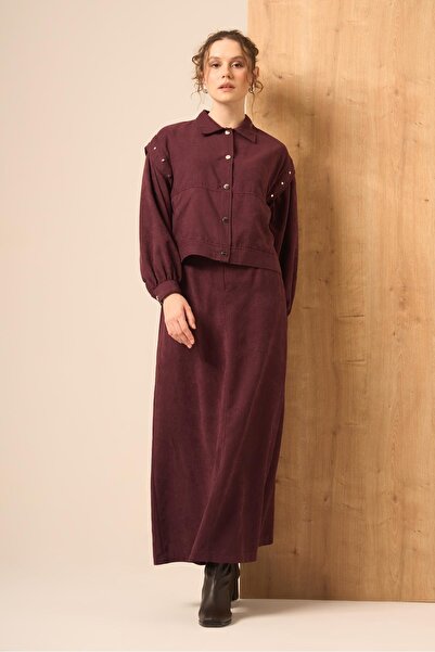 FTZ WOMEN Women's Suede Suit Plum 31238