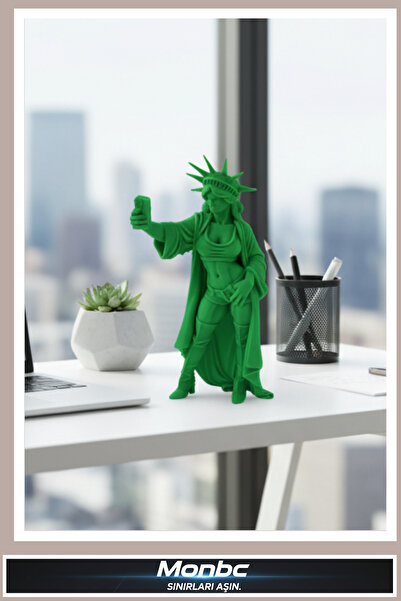 monbc Modern Özgürlük Heykeli Figürü 3D Tasarım Dekoratif Biblo, Hediyelik ve Ev Ofis İçin Şık Aksesuar