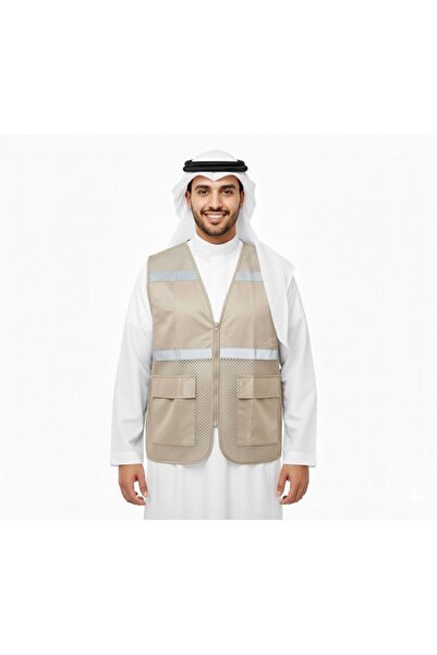 Generic High-visibility mesh safety vest with multiple pockets for engineers and supervisors