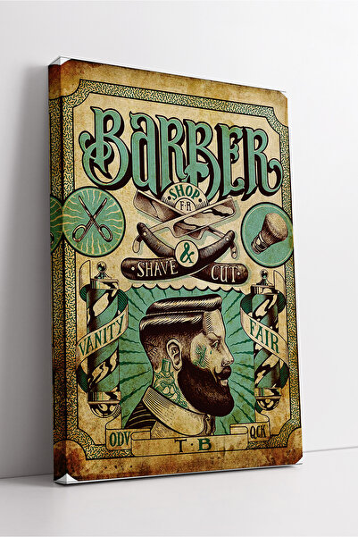KOSS Dijital Tablou de pânză cu ilustrație vintage cu temă retro Barber Shave...