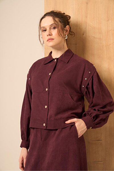 FTZ WOMEN Women's Suede Suit Plum 31238