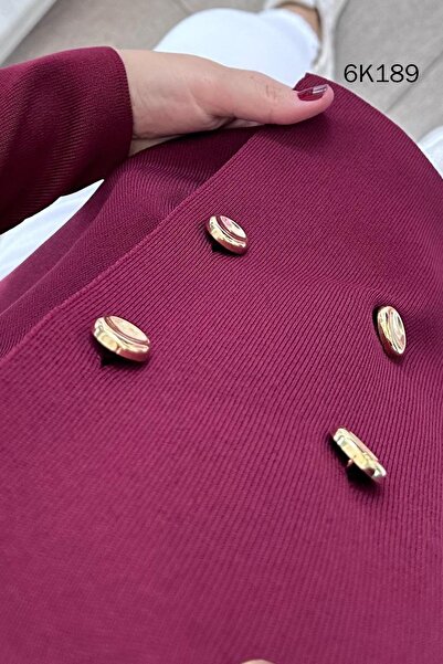 İnce Topuk Double-Breasted Collar Buttoned Knitwear Cardigan 6K189