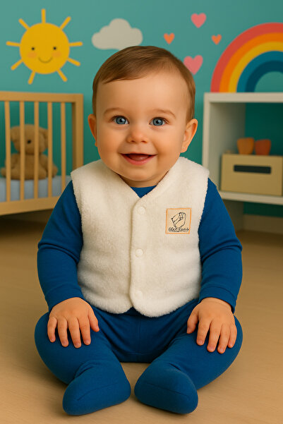 İME TİCARET Unisex Baby Winter White Plush Vest