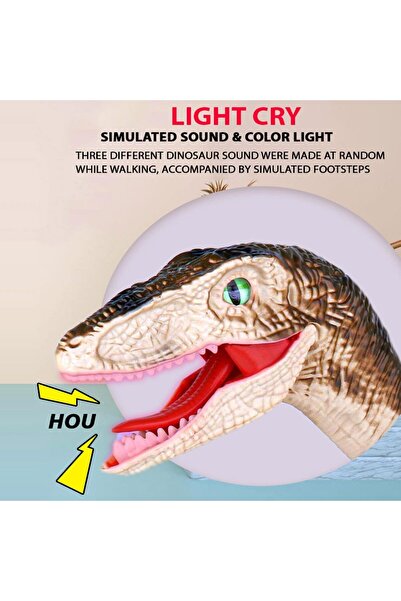 fitto Velociraptor Remote Control Dinosaur Toy with Moving Legs, Glowing Eyes, Rechargeable Battery, Sound