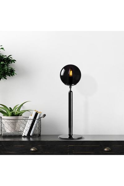 MOİRA Modern Metal Masa Lambası Küre Glop Cam Başlıklı E14 Duy Minimal Tasarı...