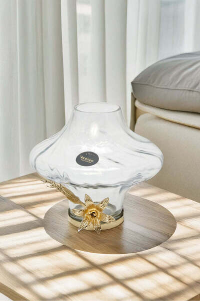REDTAG Gold Flower Decorative Glass Vase (Small)