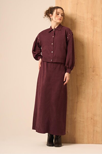 FTZ WOMEN Women's Suede Suit Plum 31238