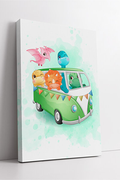 KOSS Dijital Dinozauri drăguți în interiorul unei rulote verzi, model decorat...