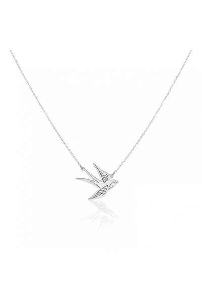 Mavili Gümüş Uçan Kırlangıç Kolye - Gümüş